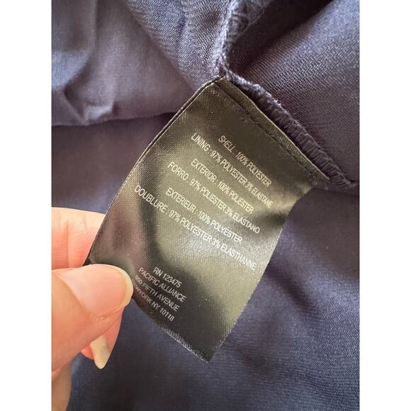 NWT Tahari Navy Blue Floral Embroidered Tea Length High Low Dress Size 8 - Picture 10 of 10